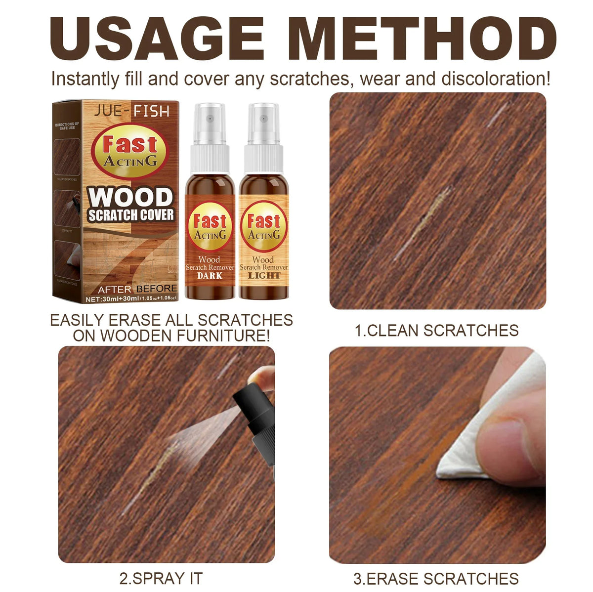 Jue-Fish Wood Floor Scratch Repair Agent | Restore & Protect