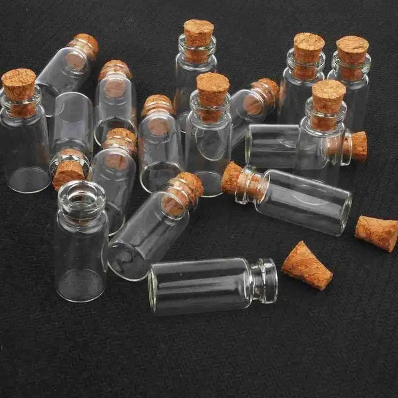10-Pack Mini Cork Glass Bottles Vials 24x12mm – Craft & Jewelry