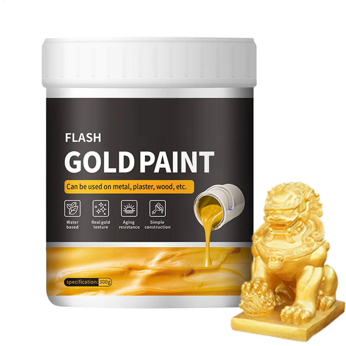 Liquid Gilding Gold Paint Foil Non-fading Goldleaf Metal Plaster Wood