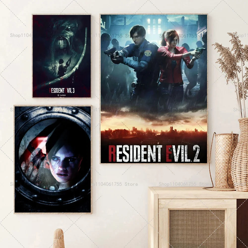 Resident Evil Classic Game Poster – Waterproof Self-Adhesive Wall Art