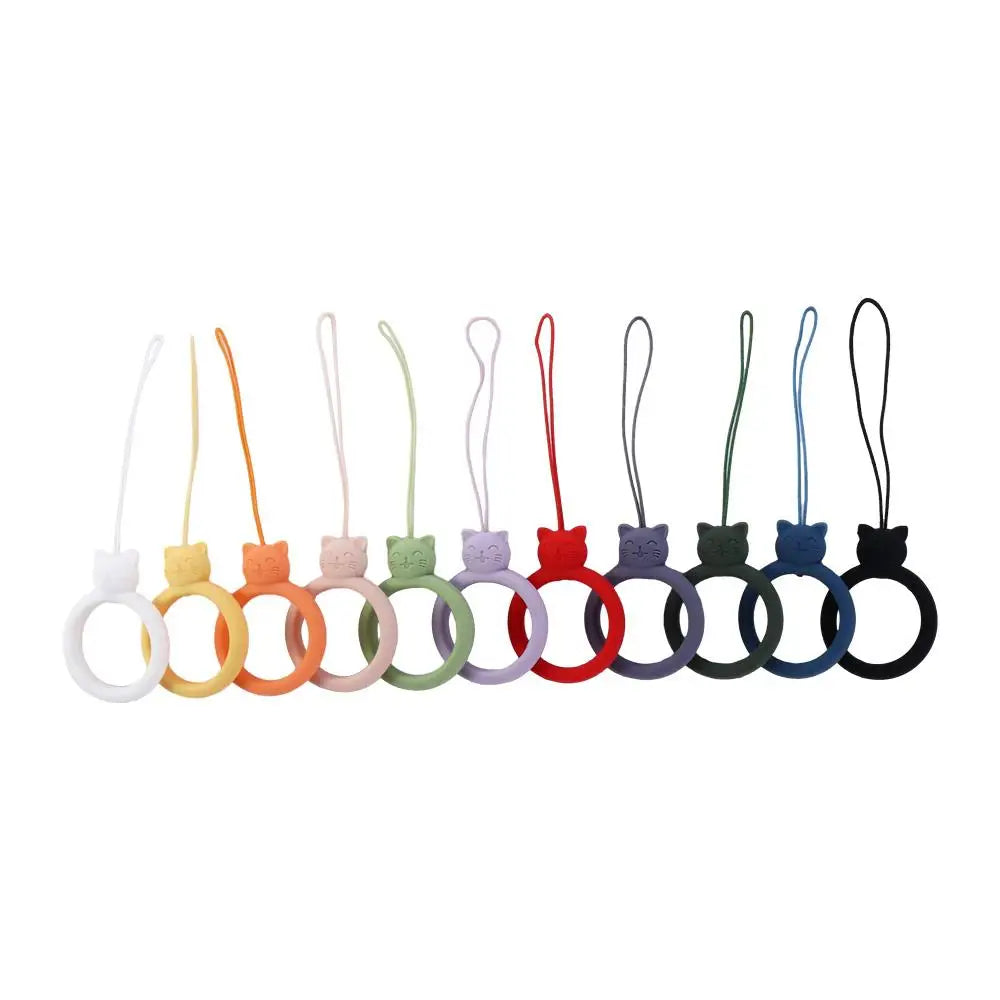 Cute Cat Silicone Finger Ring Lanyard – Anti-Lost Phone Pendant