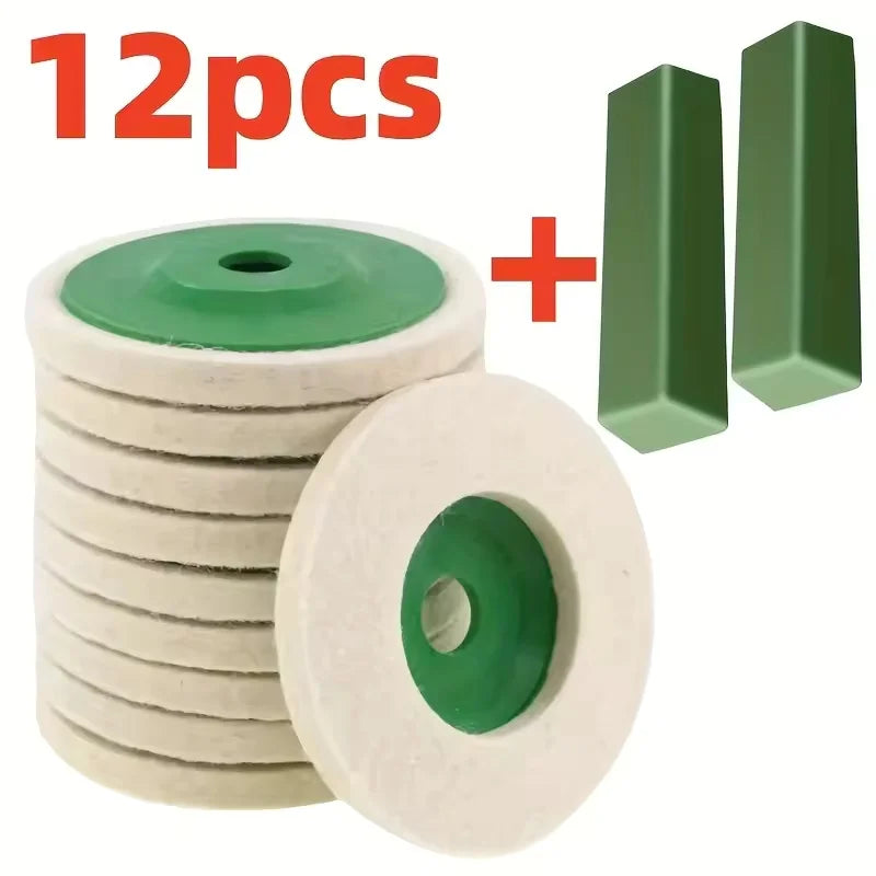 4" Wool Polishing Wheels for Angle Grinder – 3/10/12 Pack