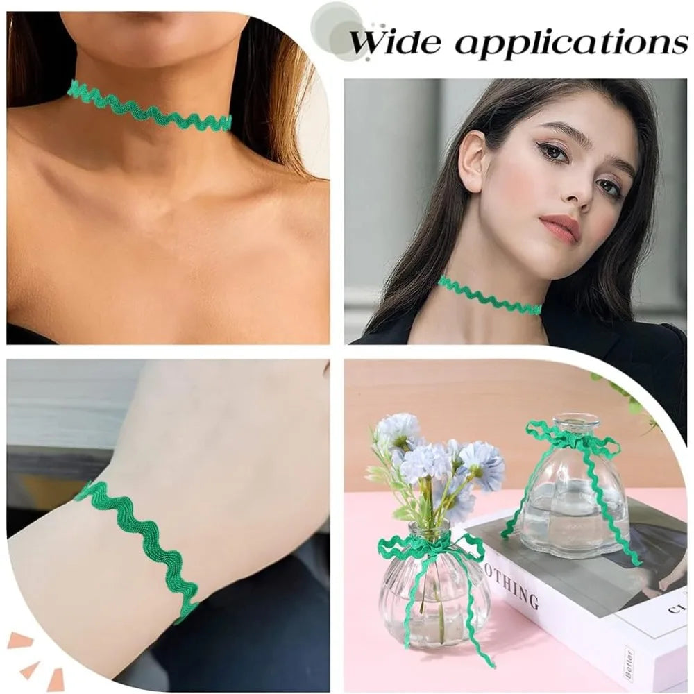 Green Ric Rac Trim Ribbon 5mm x 100m | Wave Fringe Sewing