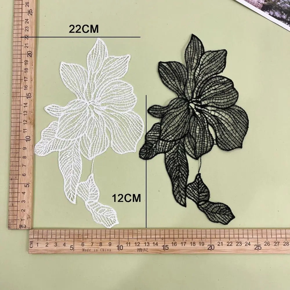 Flower Lace Applique Patch White Black – DIY Sewing Craft