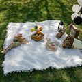 French Fringe Blanket Heavy-duty Outdoor White Trim Machine-washable