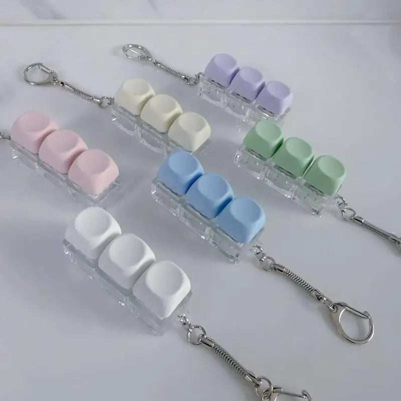 LED Keycap Keychain | 4-Key Macaron DIY Fidget Toy