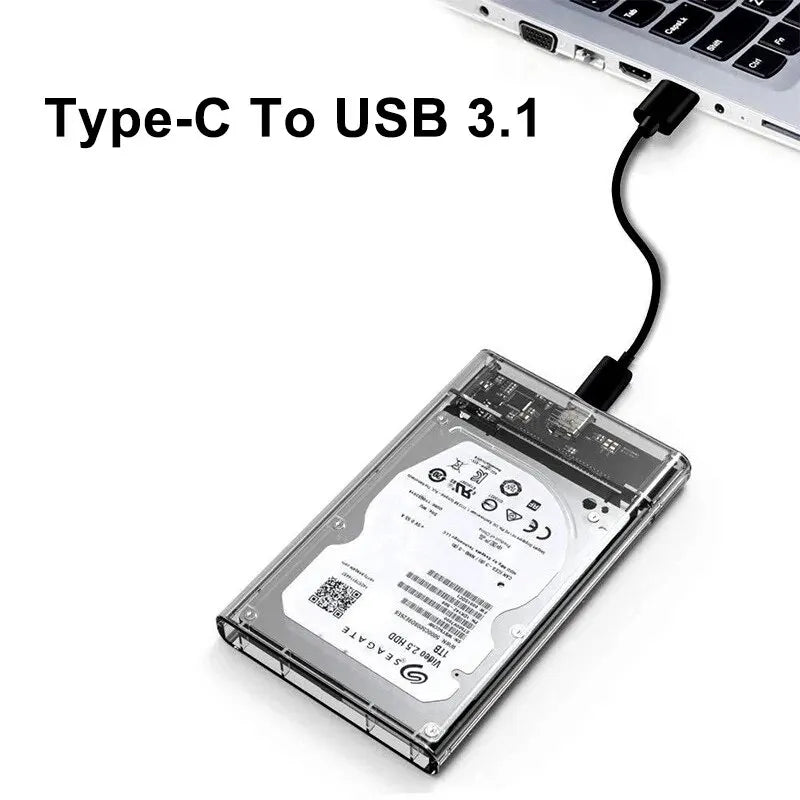 HDD SSD Case SATA USB 3 1 C 4TB Transparent External Hard Drive