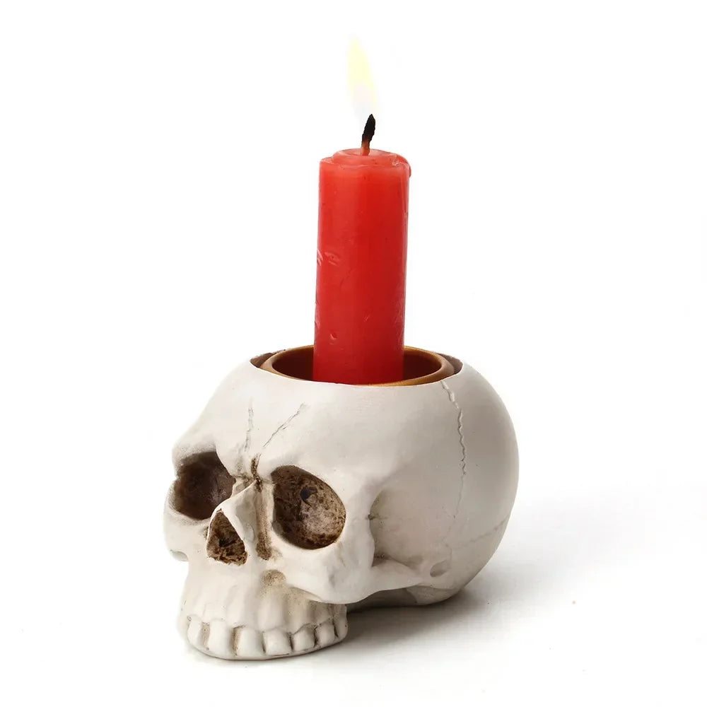 Halloween Skull Hand Candlestick Holder – Resin Skeleton Decor