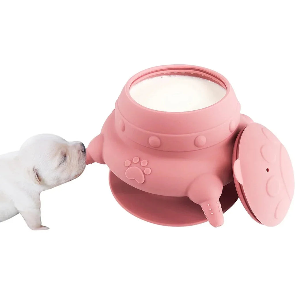 Newborn Puppy & Kitten Milk Feeder Bowl | 4-Nipple Nursing Set
