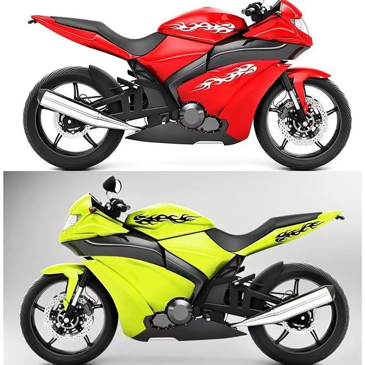 Reflective Flame Motorcycle Stickers – Waterproof PVC Decals