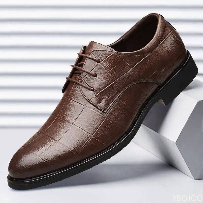 Men's Business Casual Leather Shoes – Soft Sole Lace-Up