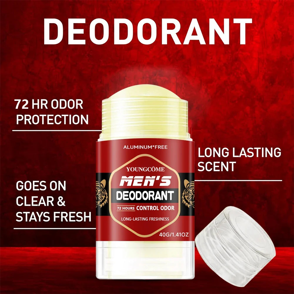 YOUNGCOME Men's Deodorant Stick – Aluminum-Free 72Hr Odor Control