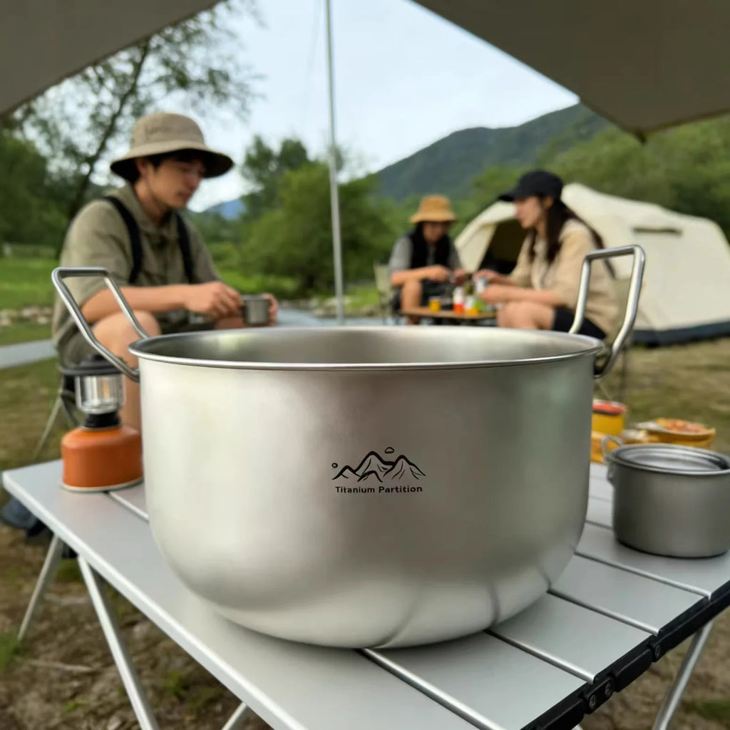 2L Titanium Camping Pot – Lightweight Folding Handle Cookware