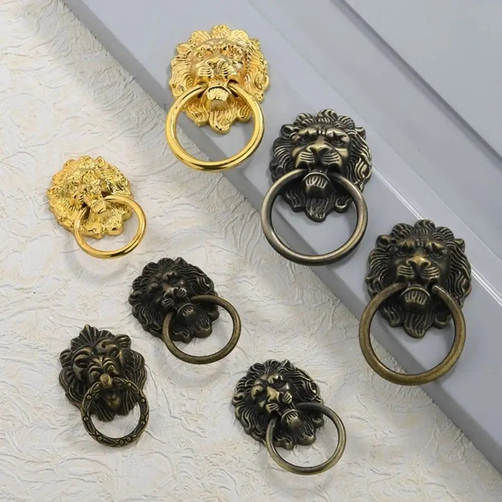 Antique Lion Head Door Handle Decorative Pull Zinc Alloy Kitchen