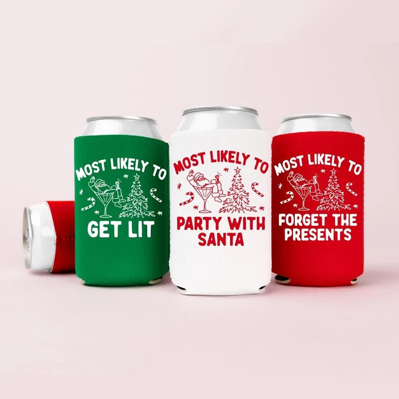 Set of 3 "Most Likely To" Christmas Beer Can Cooler Sleeves