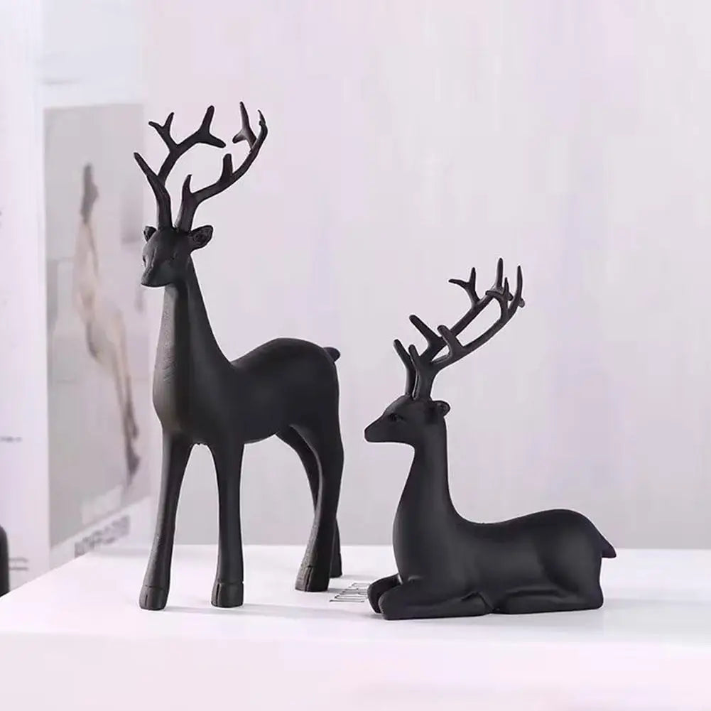 Christmas Reindeer Resin Statue – Elk Sculpture Figurine Decor