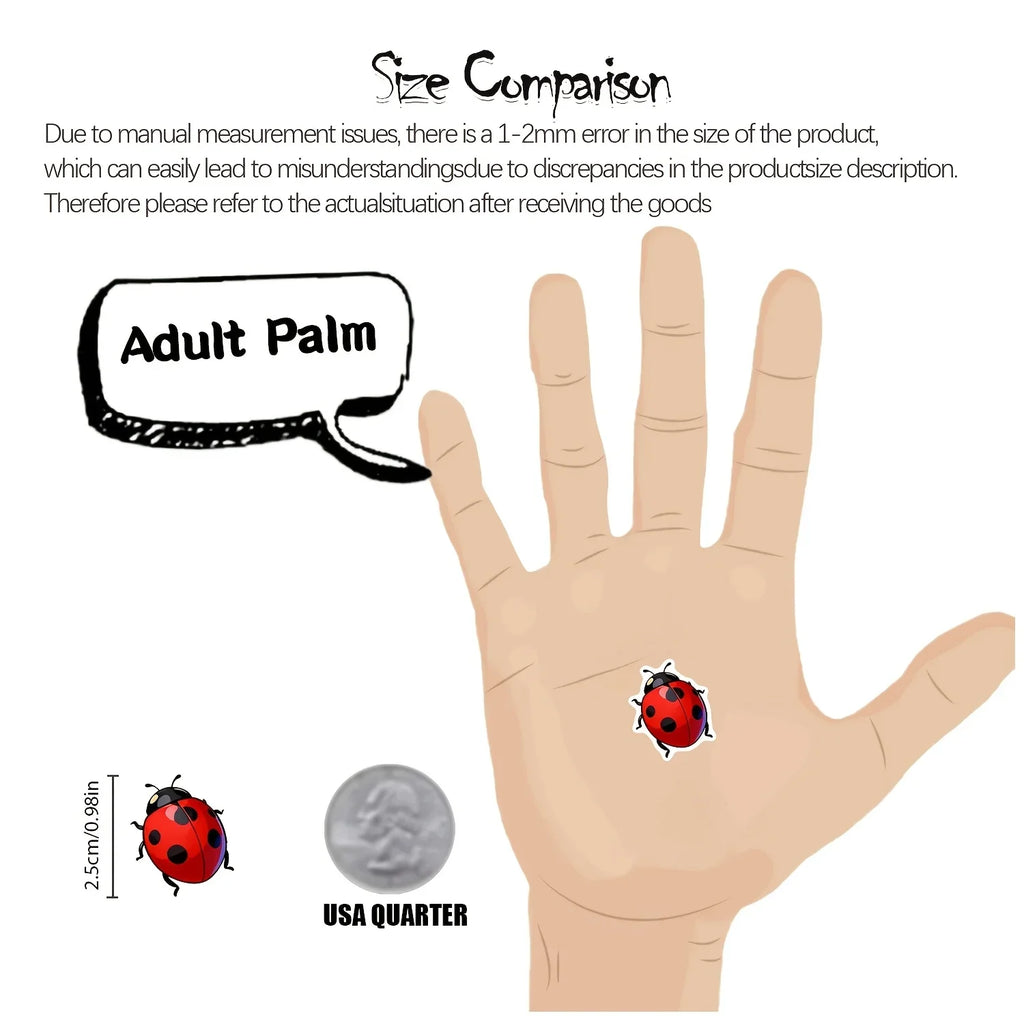 10 Cartoon Ladybug Stickers – Craft, Scrapbook & Decor Labels