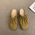 Women's Suede Flat Mule Slides – Slip-On Casual Sandals