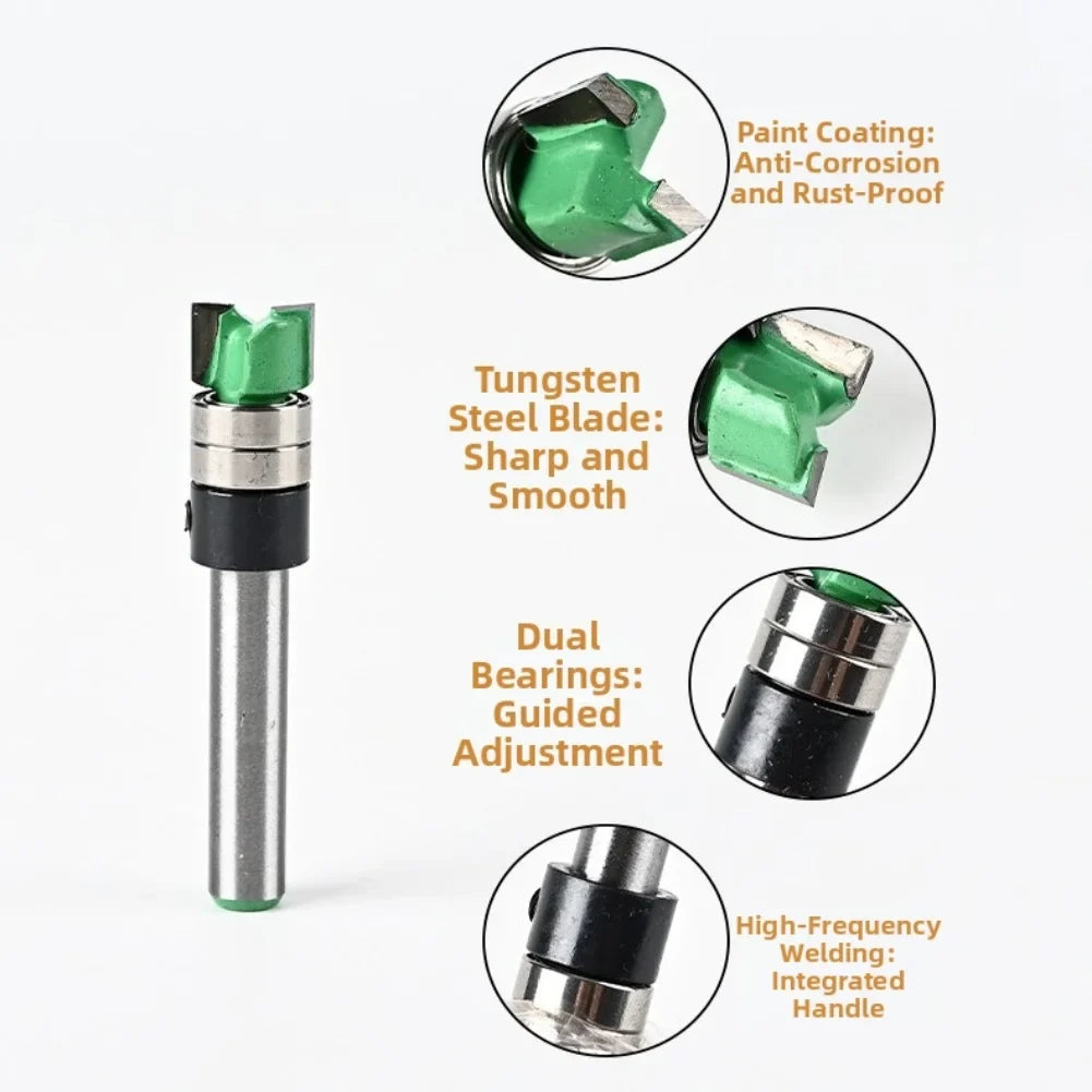 Dual-Bearing Edge Trimming Router Bit | Woodworking Milling Cutter