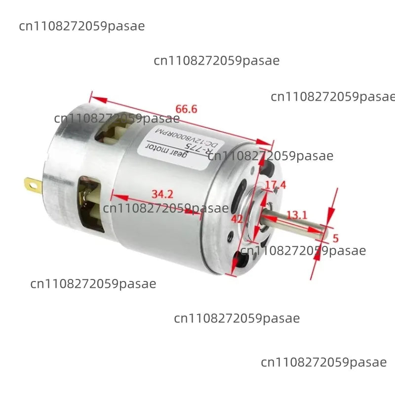 775 DC Motor 12V/24V 100W Permanent Magnet Geared Motor