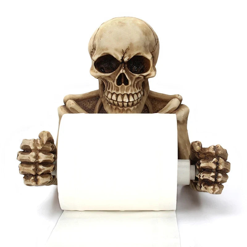 Skull Toilet Paper Holder | Wall Mounted Halloween Bathroom Decor