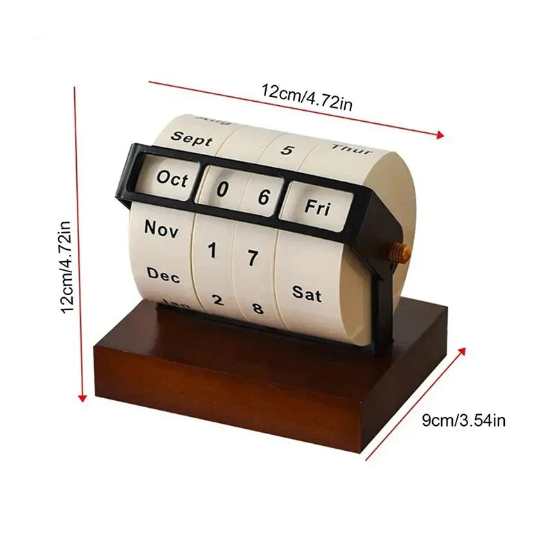 Wooden Rotary Perpetual Calendar – Rotating Desktop Ornament