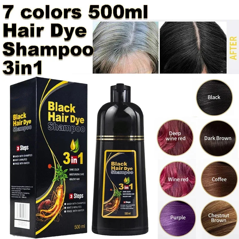 Meidu 3-in-1 Herbal Hair Dye Shampoo 500ml – Men & Women
