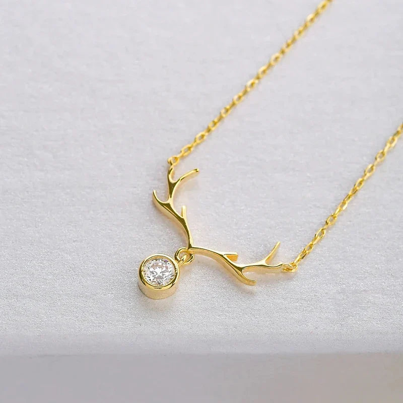 Huitan Christmas Elk Pendant Necklace – Cubic Zirconia 3 Colors