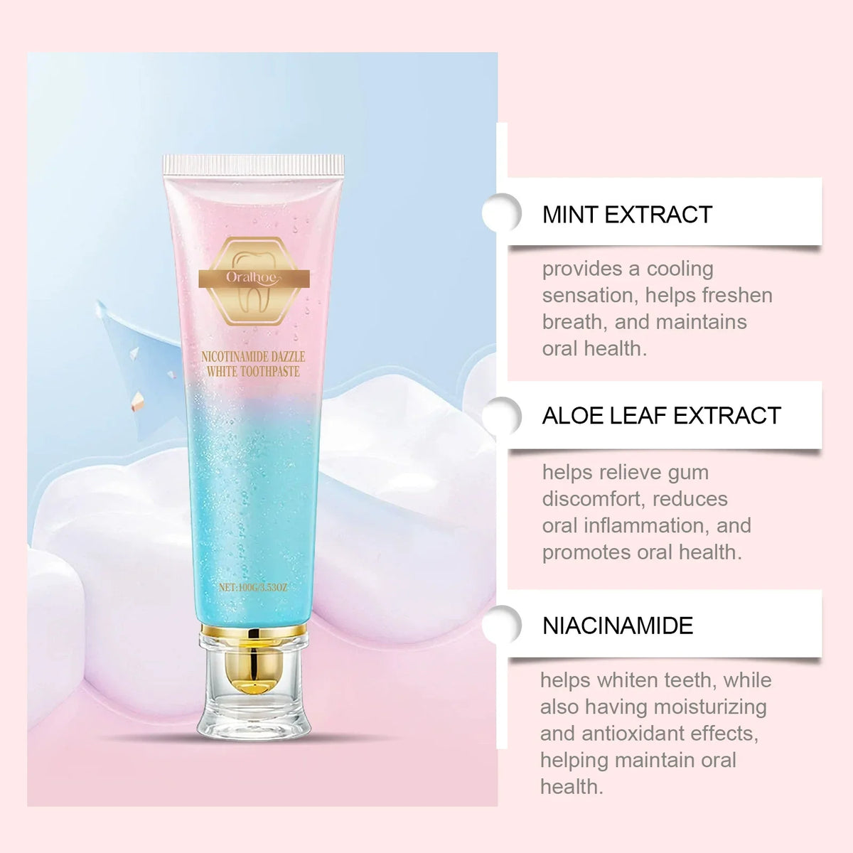 Oralhoe Nicotinamide Whitening Toothpaste | Stain Remover 100g