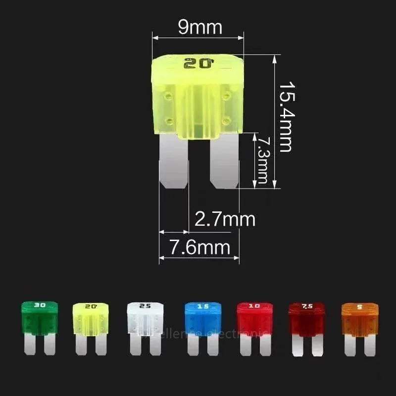 100 50 Mini M2 Car Fuse Long Foot Insert 5Amp 7 10Amp 15A 20A 25A 30A