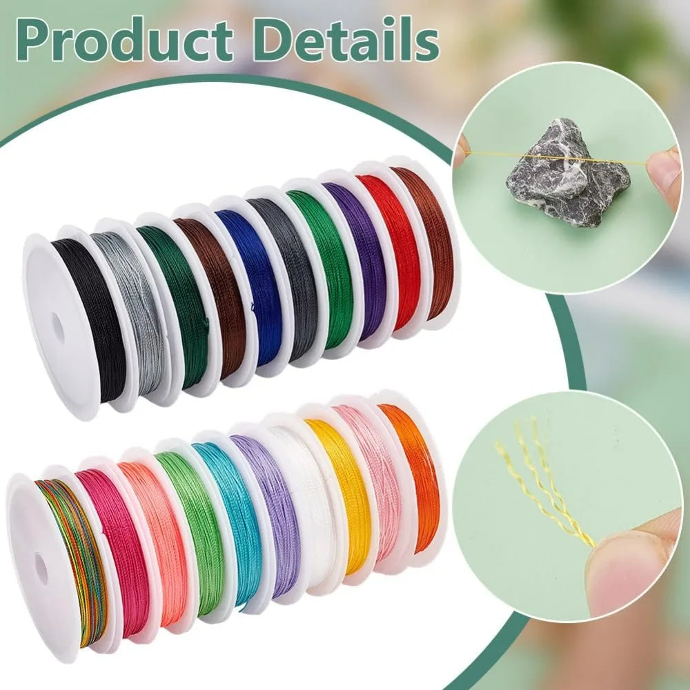 20 Colors 219 Yards Beading String – 0.4mm Knotting Cord Set