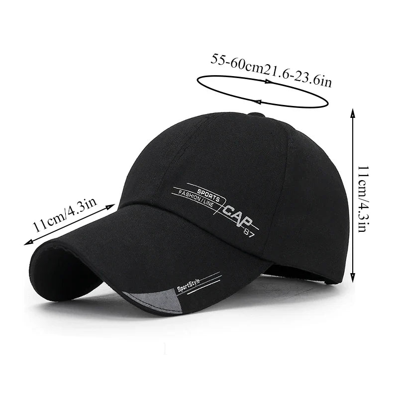2026 Fashion Line Baseball Cap Men Sports Hat Fish Outdoor Long Visor