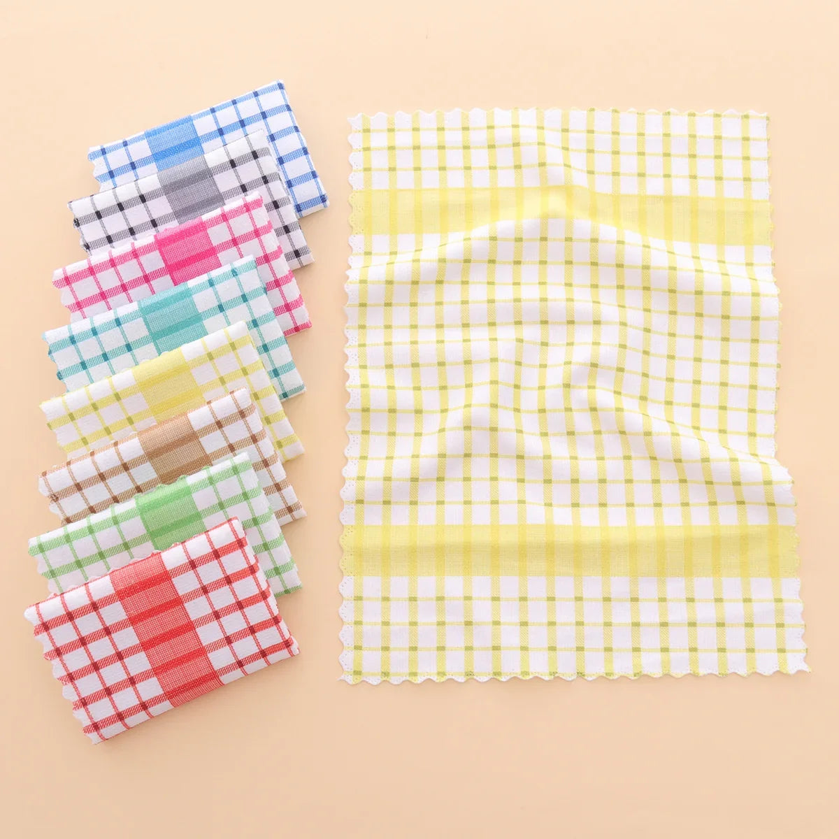 Modern Printed Checkered Dish Towels Scouring Pads Kitchen Soft