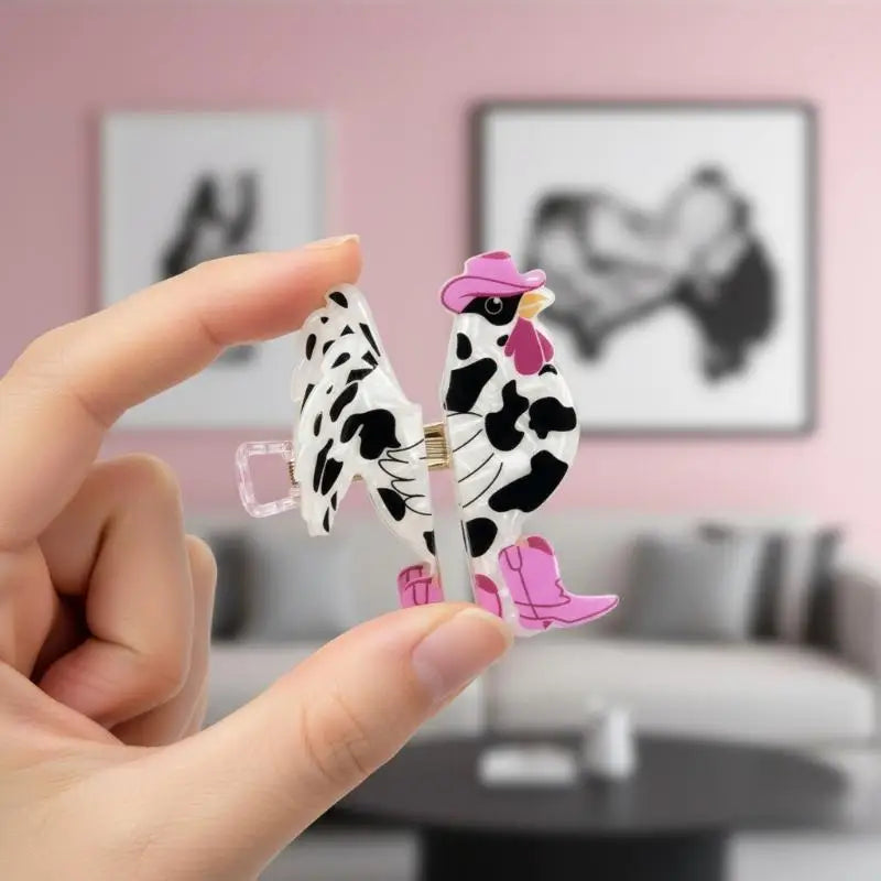 Western Cowboy Punk Rooster Acrylic Hair Claw Clip for Women