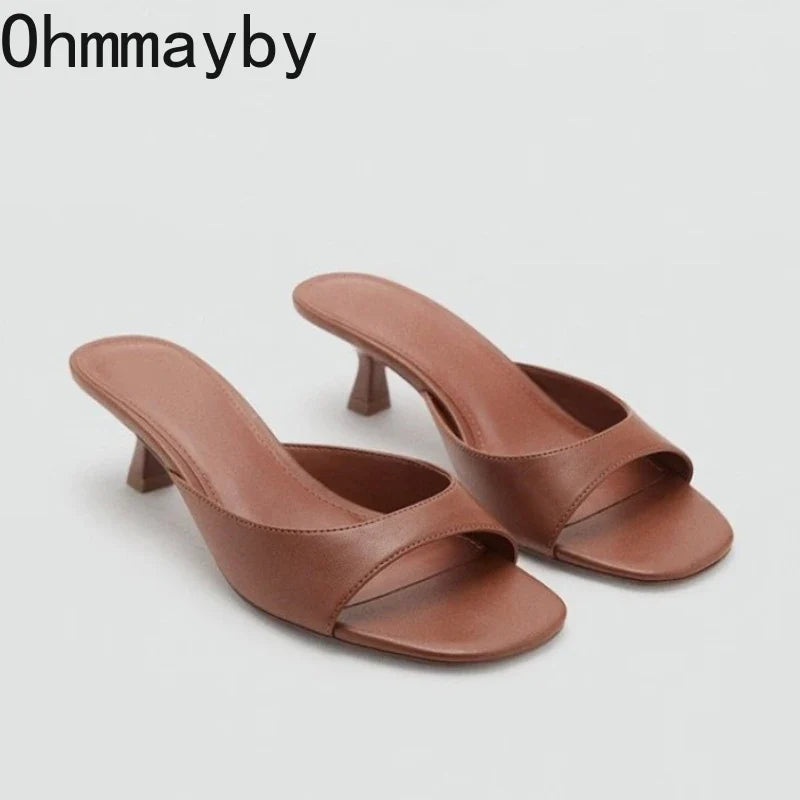 Women's Open Toe Square Heel Slides – Summer Dress Slippers