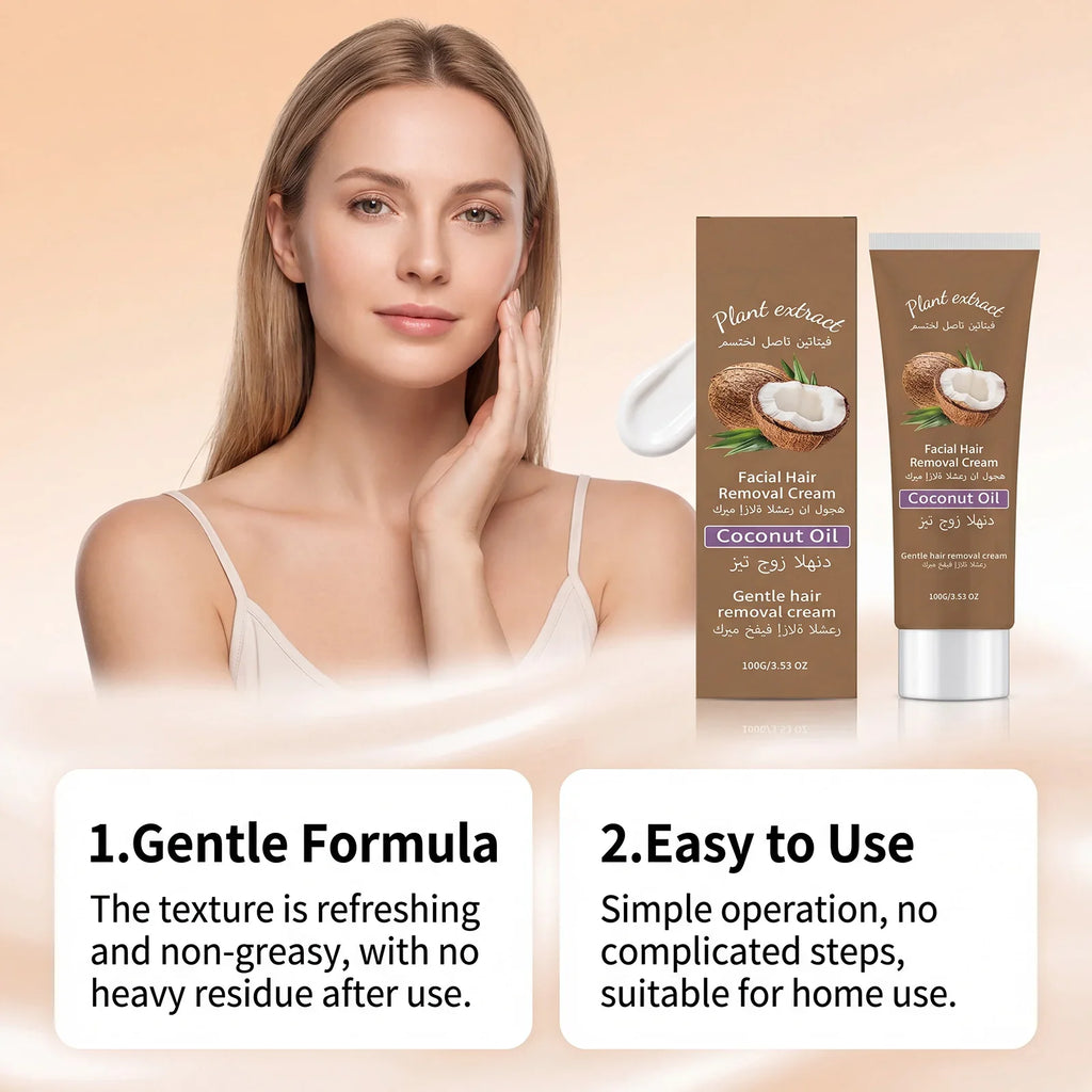 Coconut Hair Removal Cream – Painless Face & Body Depilatory