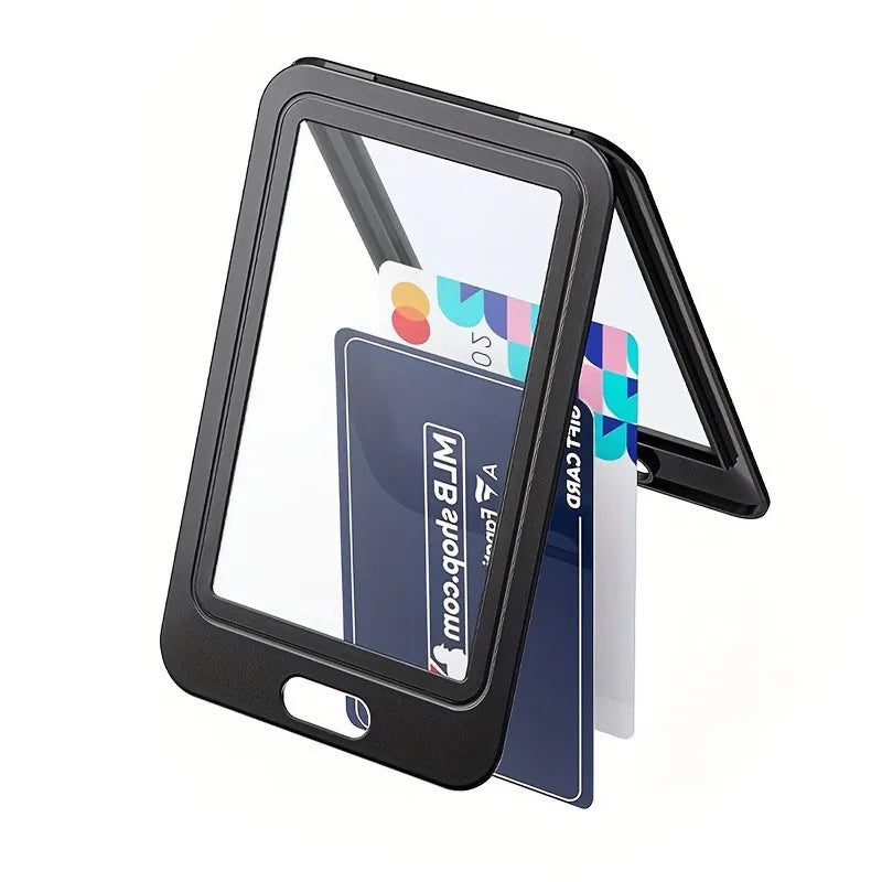 Vertical Card Holder Double-sided Hard Plastic Bag Black Id Credit