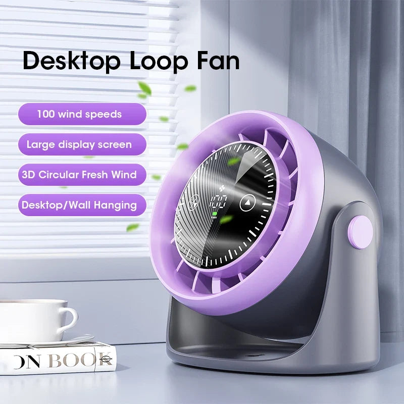100-Speed Turbine Desktop & Wall Mount Fan | Digital Display