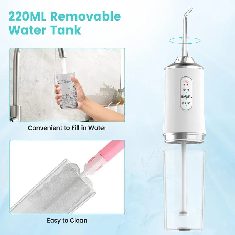 Portable Electric Water Flosser | 4 Jets, 3 Modes, Rechargeable