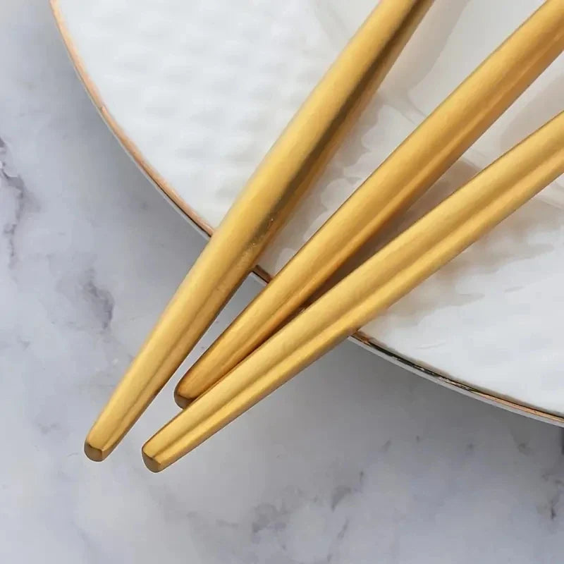 12-Piece Gold Stainless Steel Dinner & Steak Knives Set
