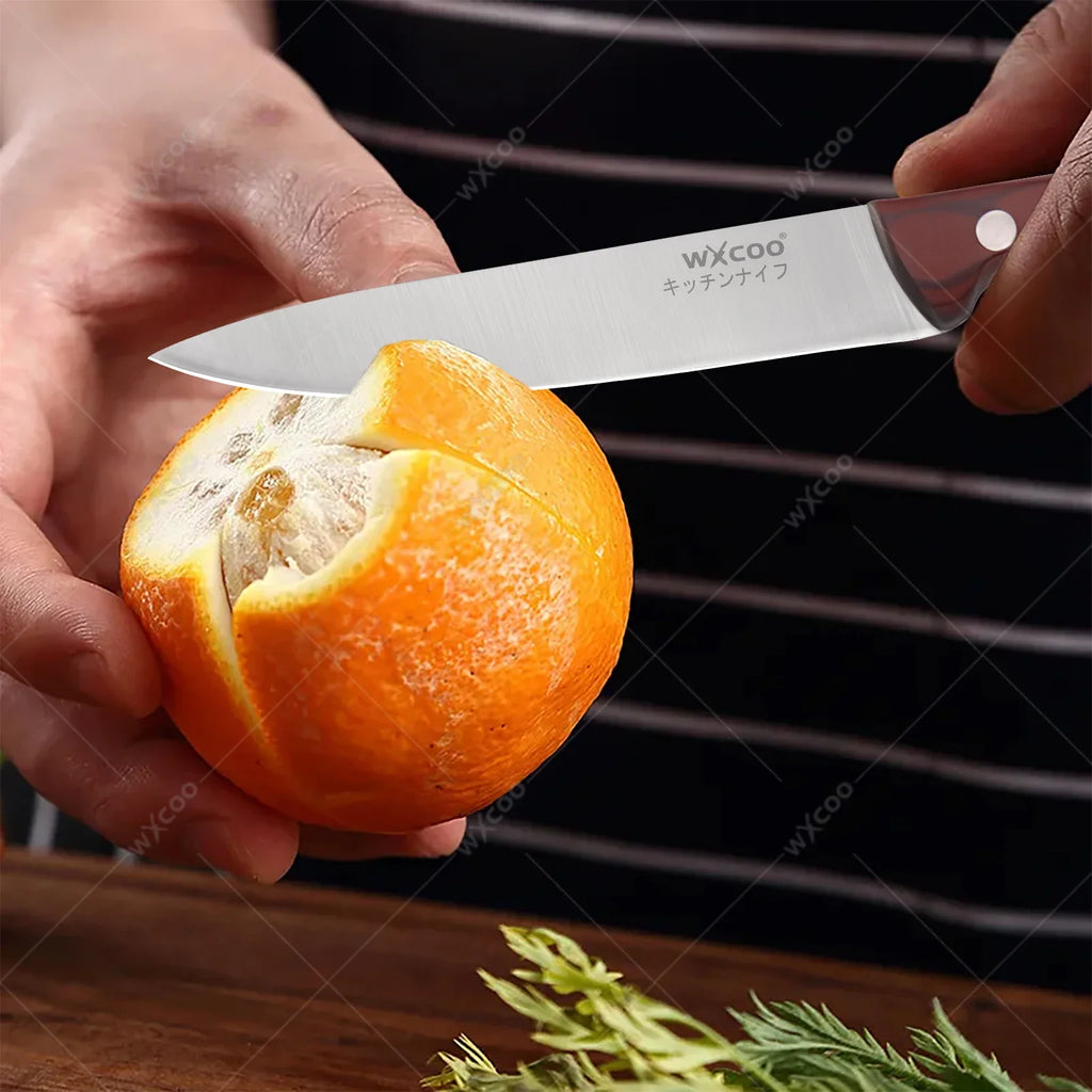 WXCOO Japanese Santoku Knife | Wooden Handle Kitchen Knife