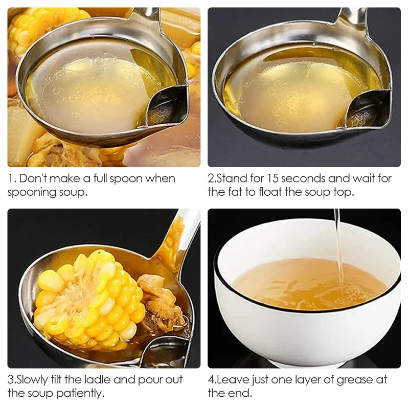 Stainless Steel Fat Skimmer Spoon – Soup Oil Separator