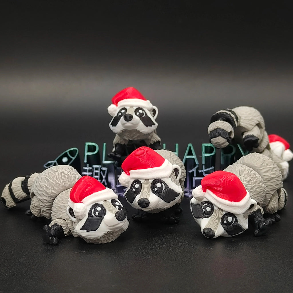 Articulating Animals Christmas Raccoon 3D Printed Articulated Joints