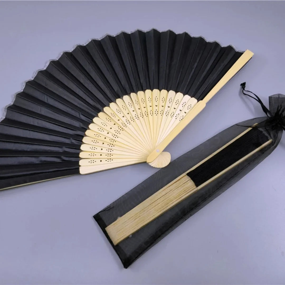 Hand Folding Fan Organza Bag Bridal Shower Kids Christestening Favors