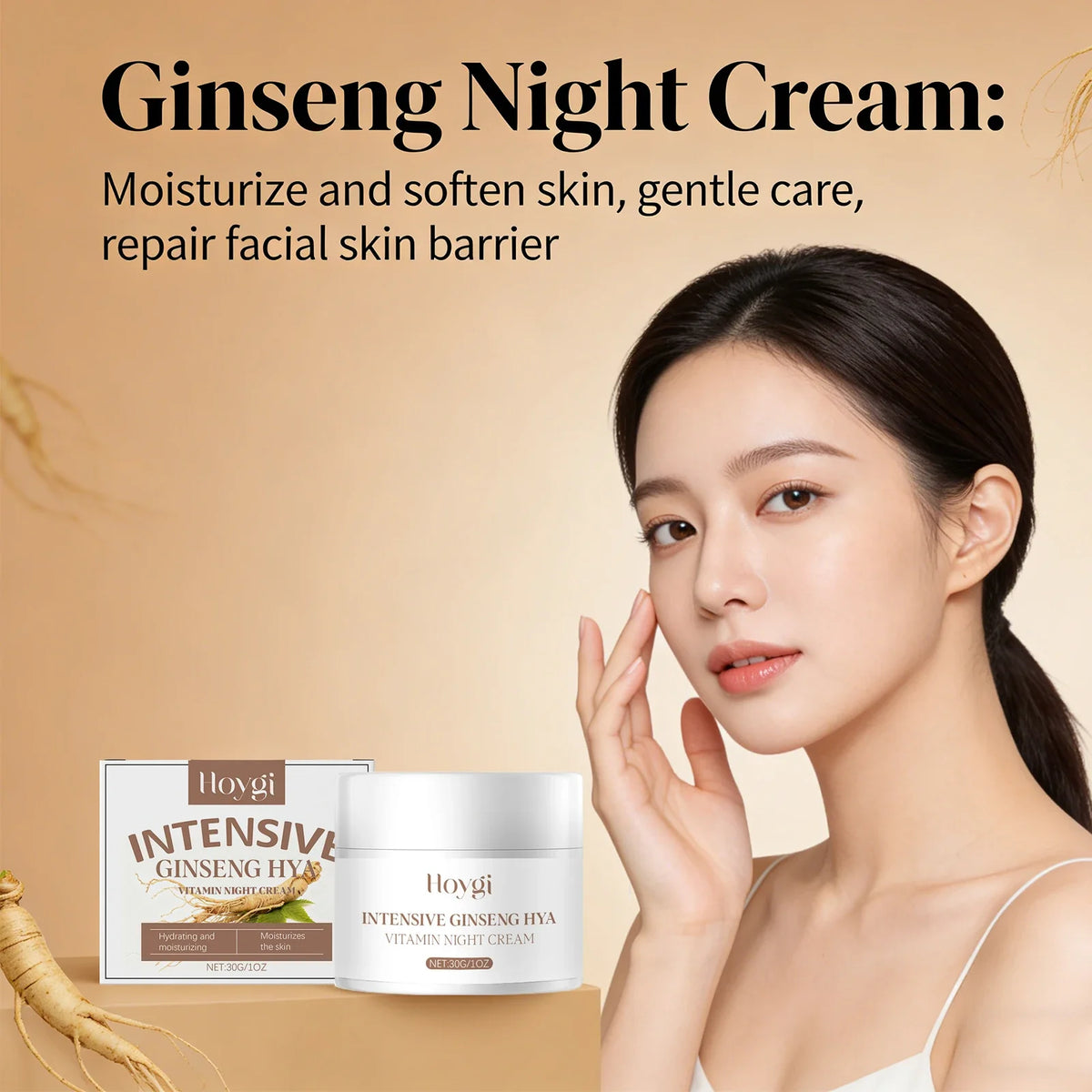Ginseng Night Cream Hyaluronic Acid Face Antioxidant Brightening Skin