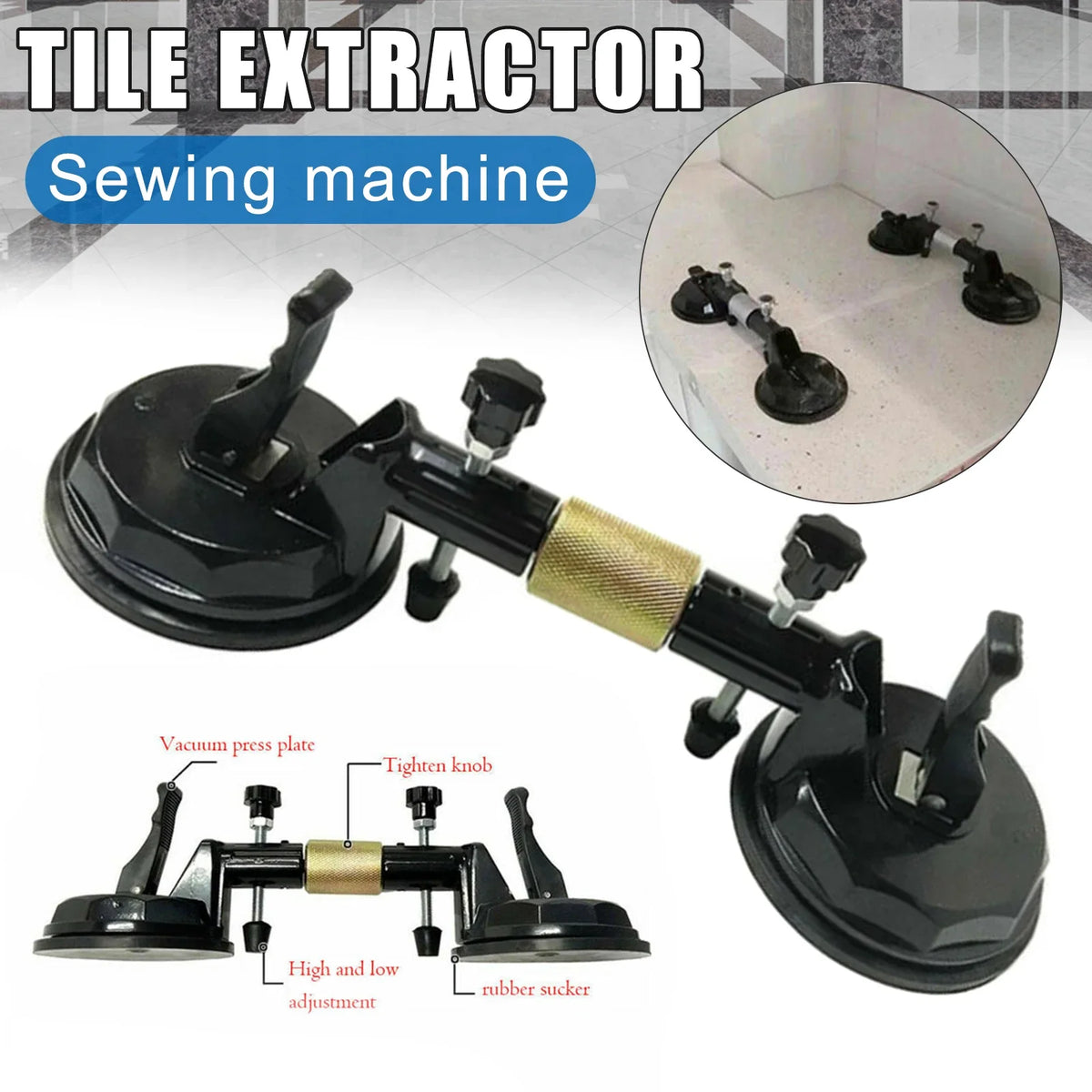 Suction Cup Stone Seam Setter | Aluminum Alloy & Rubber Tool
