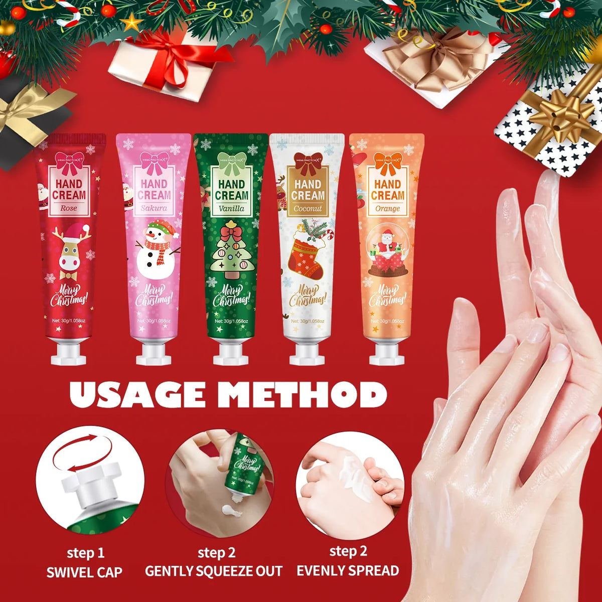 GUDU 5-Piece Hand Cream Gift Set – Travel Size 30g Moisturizer