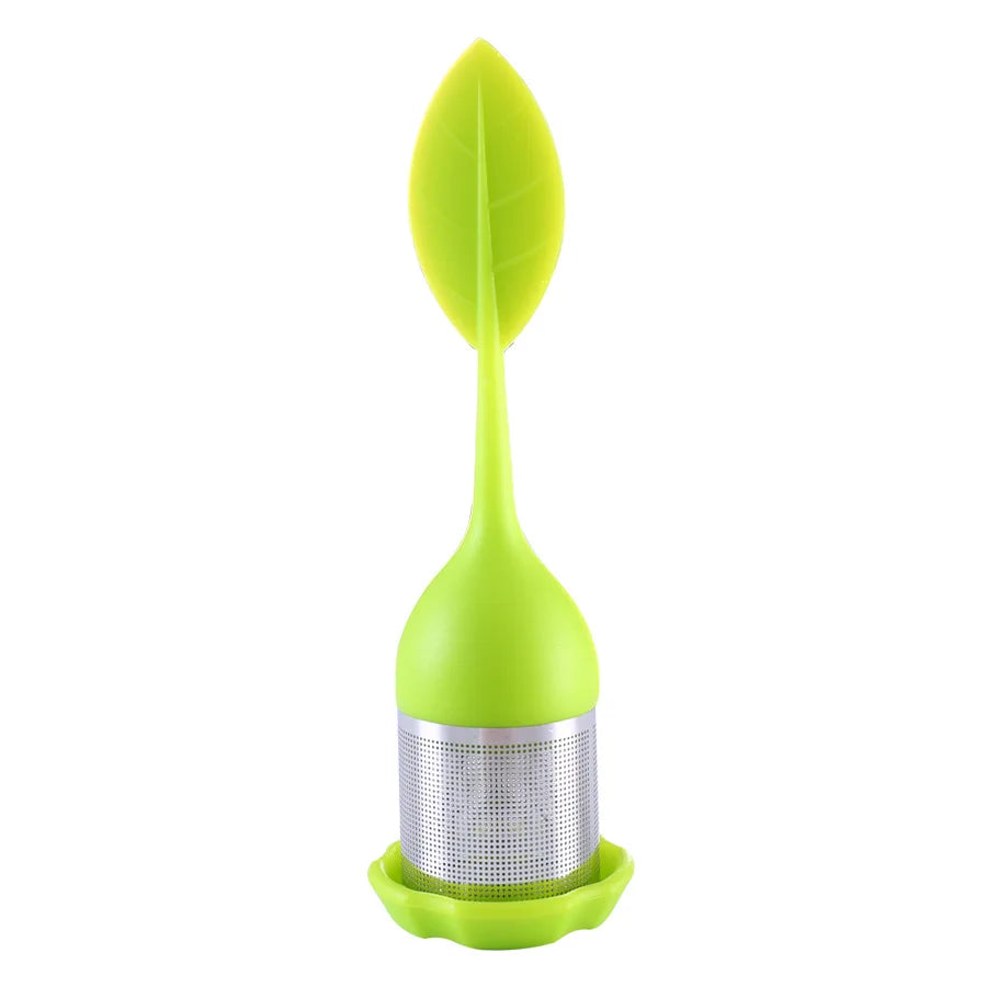 Tea Infuser Stainless Steel Fine Mesh Filter BPA-Free Silicone Leaf