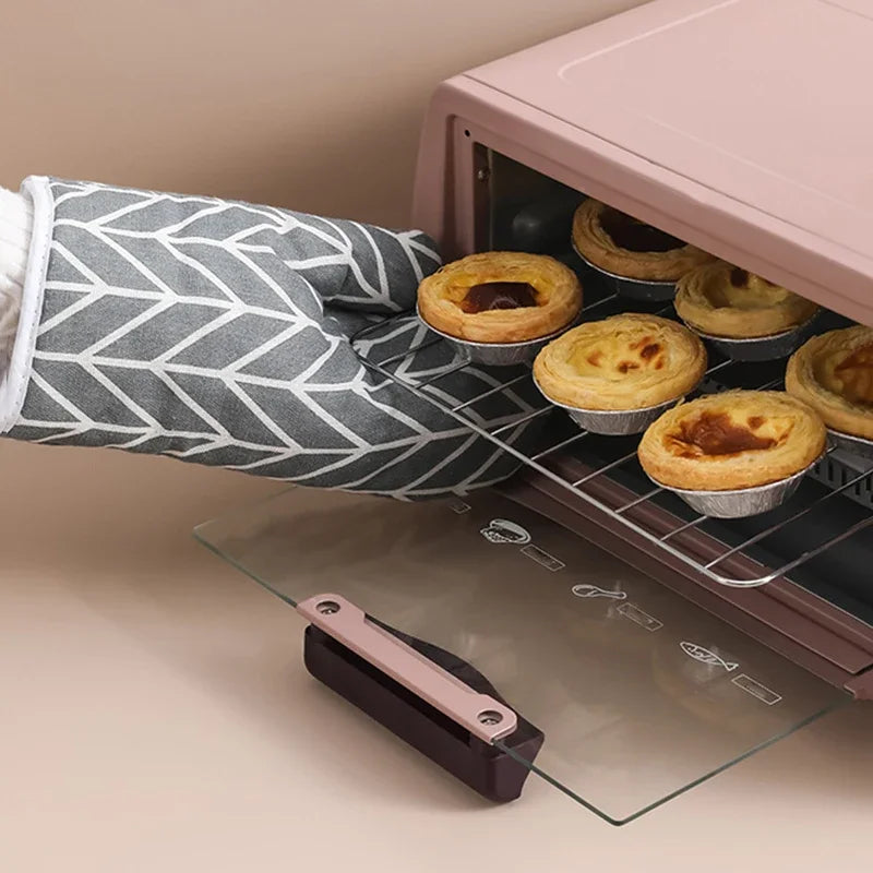 Heat-Resistant Insulated Oven Gloves | Thickened Grid 2-Pack