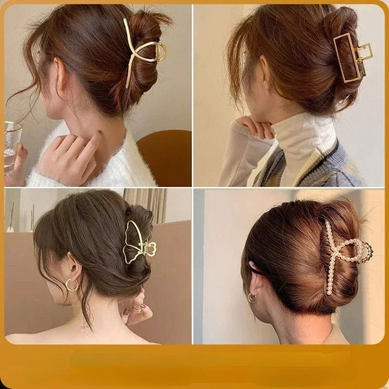 2-Pack Metal Geometric Hollow Hair Claw Clips & Barrettes